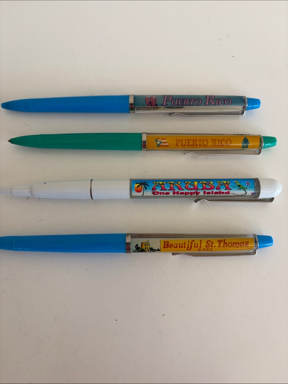 Vintage Souvenir Island Floaty Pens - Puerto Rico, Aruba, St. Thomas